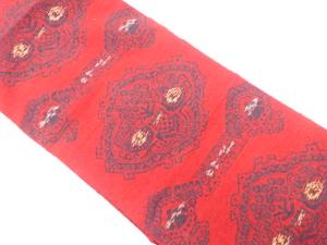 アンティーク　向かい鳥に樹木・更紗模様織り出し紬名古屋帯（着用可）